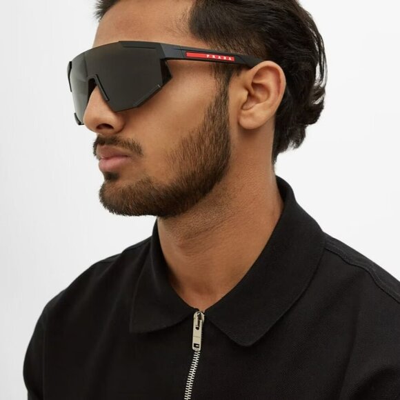 Prada Linea Rossa PS04WSF DG006F BRAND NEW Sunglasses Black Rubber Grey Unisex - Picture 5 of 13